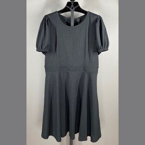 NEW Ann Taylor Dress Womens 14 black crepe fit flare preppy classic